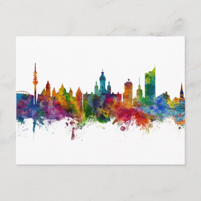 Leipzig Germany Skyline Postcard (Front)