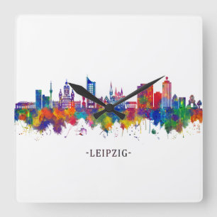 Leipzig Germany Skyline Square Wall Clock