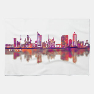Leipzig Germany Skyline Tea Towel