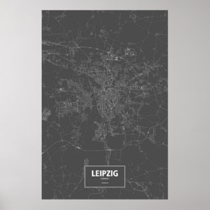 Leipzig, Germany (white on black) Poster