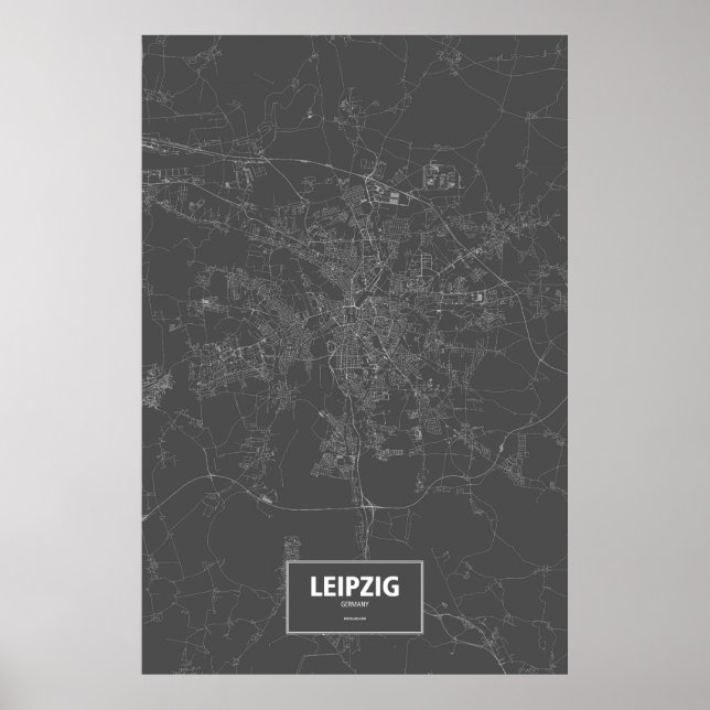 Leipzig, Germany (white on black) Poster (Front)