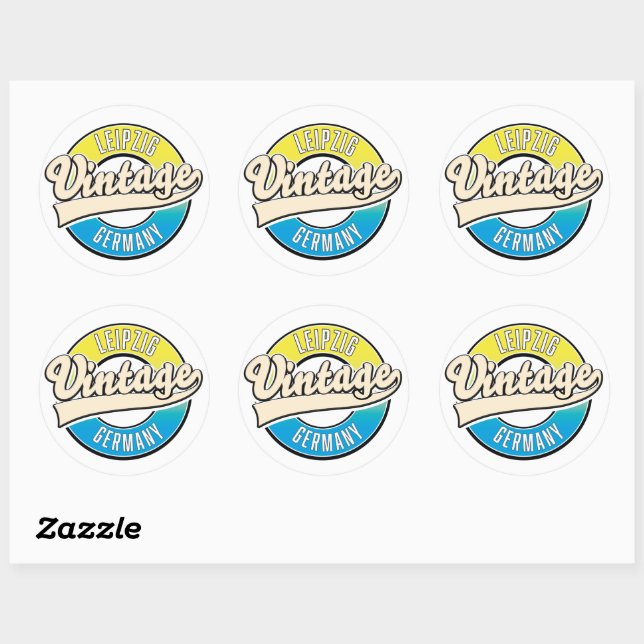 Leipzig vintage style logo. classic round sticker (Sheet)
