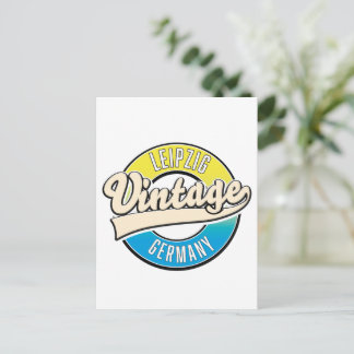 Leipzig vintage style logo. postcard