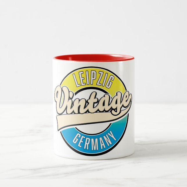 Leipzig vintage style logo. Two-Tone coffee mug (Center)