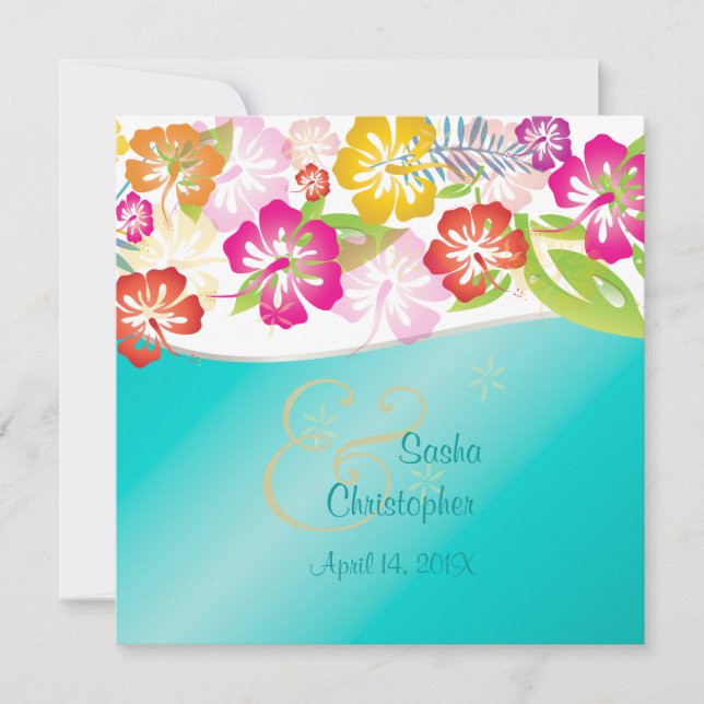 Leis/Luau/hibiscus Wedding Invitations (Front)