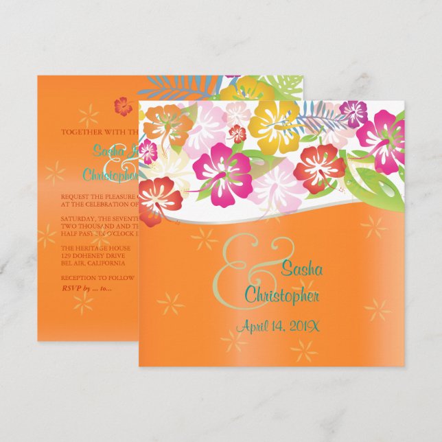 Leis/Luau/hibiscus Wedding Invitations (Front/Back)