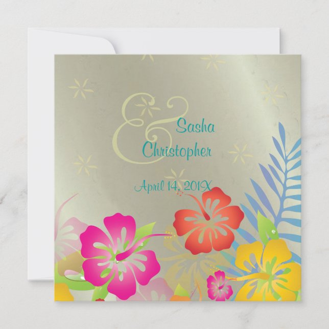 Leis/Luau/hibiscus Wedding Invitations (Front)