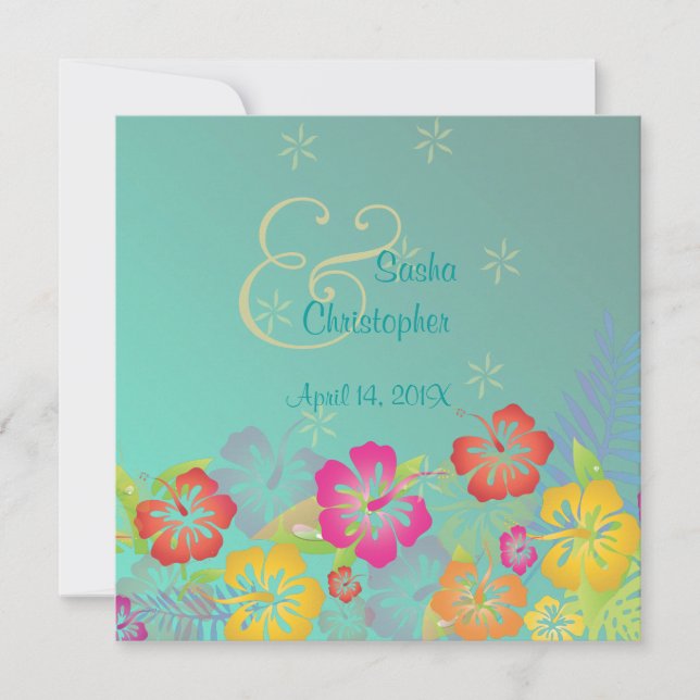 Leis/Luau/hibiscus Wedding Invitations (Front)