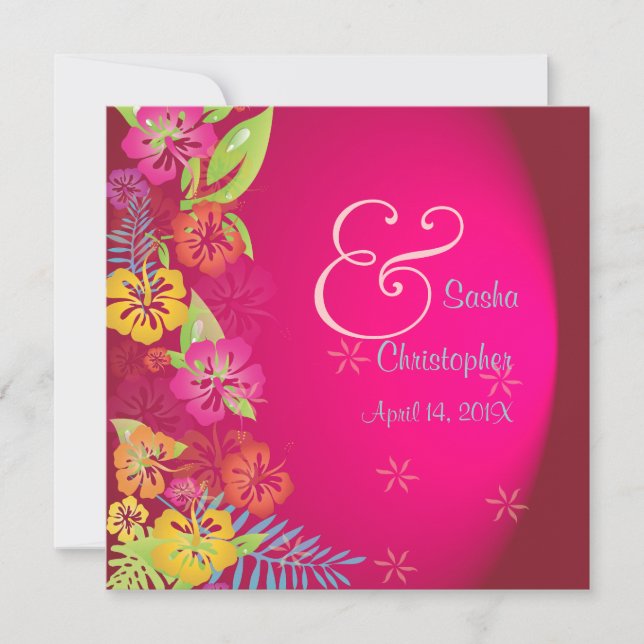 Leis/Luau/hibiscus Wedding Invitations (Front)