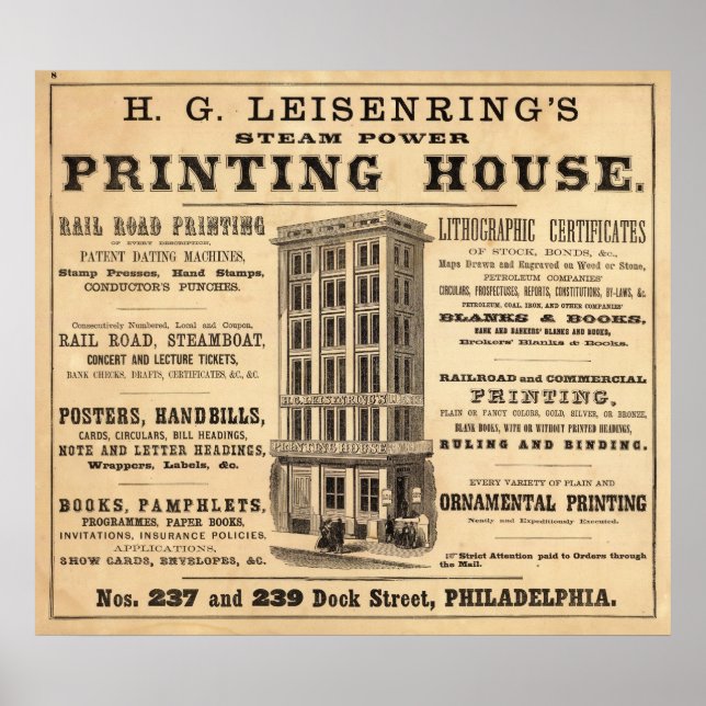 Leisenring's Printing House Poster (Front)