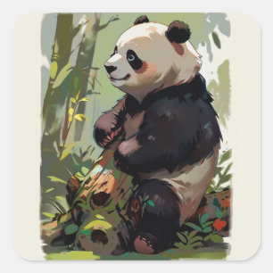 Leisure Bear - Panda Bear Square Sticker