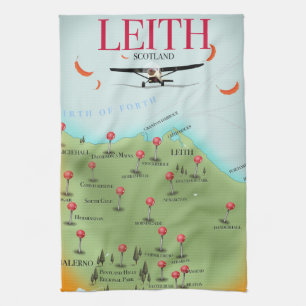 Leith Scotland vintage style map Tea Towel