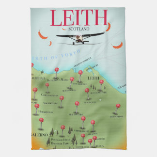 Leith Scotland vintage style map Tea Towel