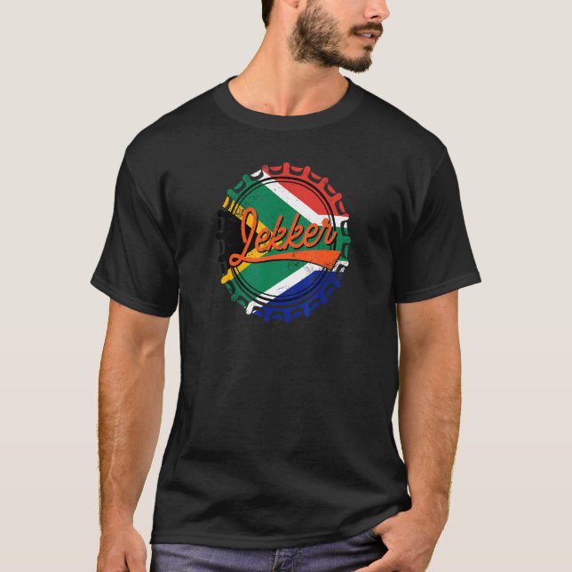Lekker Bottle Cap Afrikaans South African Flag   T-Shirt (Front)