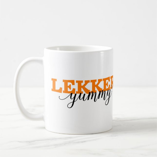 Lekker / Yummy Dutch Word Vocabulary Coffee Mug (Left)