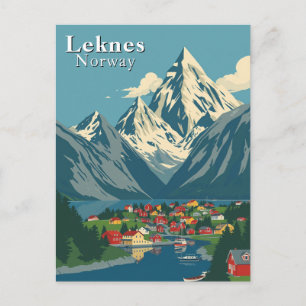 Leknes, Norway Mountain Art Postcard