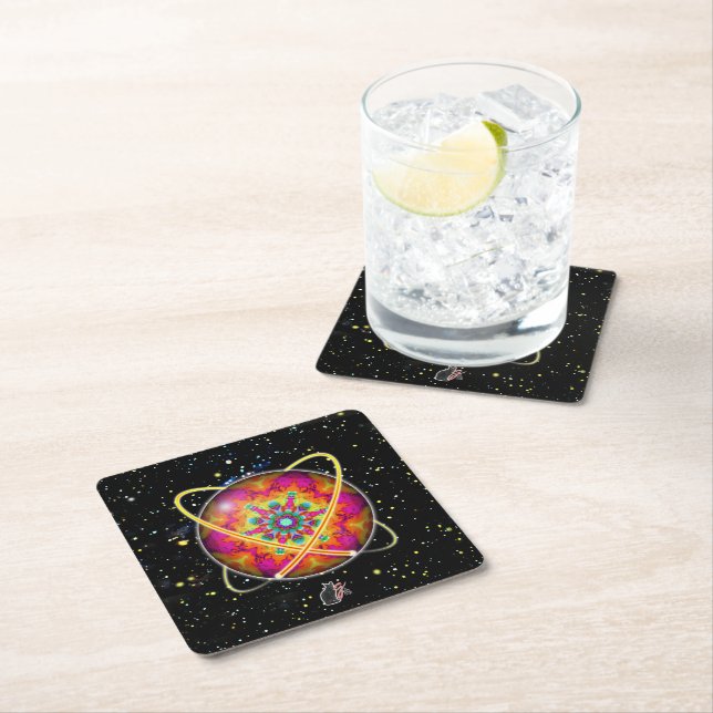 Lektron Orbz Square Paper Coaster (Insitu)