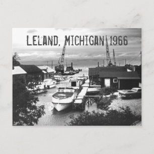 Leland Michigan Retro 1966 Leelanau Harbour Boats Postcard