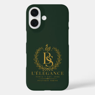 L'Élégance Gold Heritage Laurel Monogram Forest Gr iPhone 16 Case