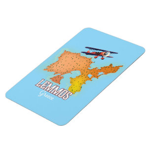 Lemmos Greek Map Illustrated travel poster Magnet