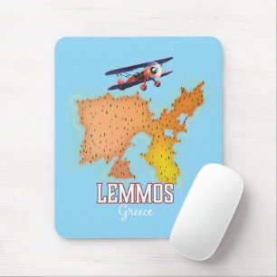 Lemmos Greek Map Illustrated travel poster Mouse Mat