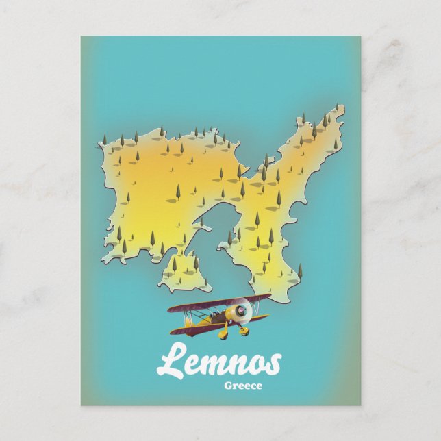 Lemnos greece retro map postcard (Front)