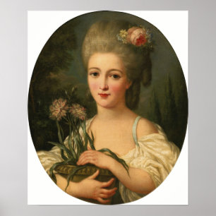 Lemoine - Portrait Of A Girl Holding A Flower Pot Poster