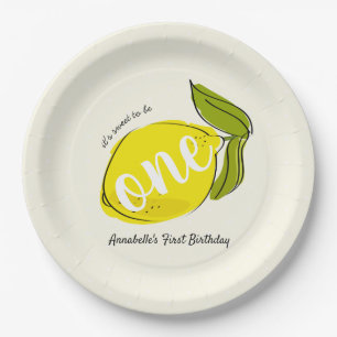 Lemon 1st Birthday Light Yellow Paper Plate