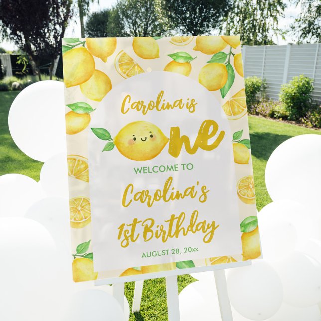 Lemon 1st Birthday Party Welcome  Acrylic Sign (Creator Uploaded)