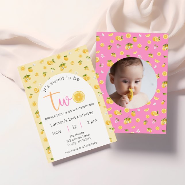 Lemon 2nd Birthday Photo Invitation (Creator Uploaded)