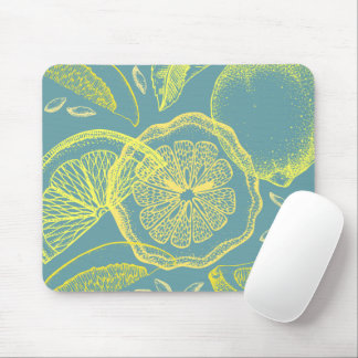 Lemon Abstract in Yellow and Teal Mouse Mat