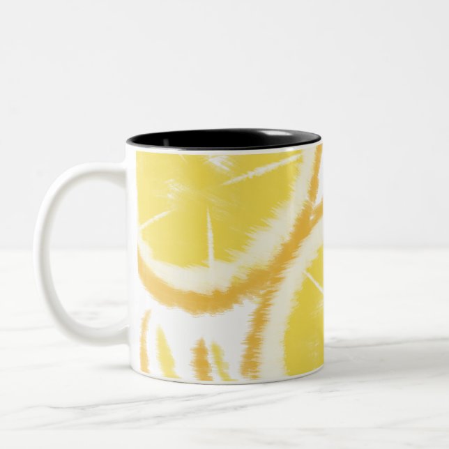 Lemon Abstract Pop Tie Dye Two-Tone Coffee Mug (Left)