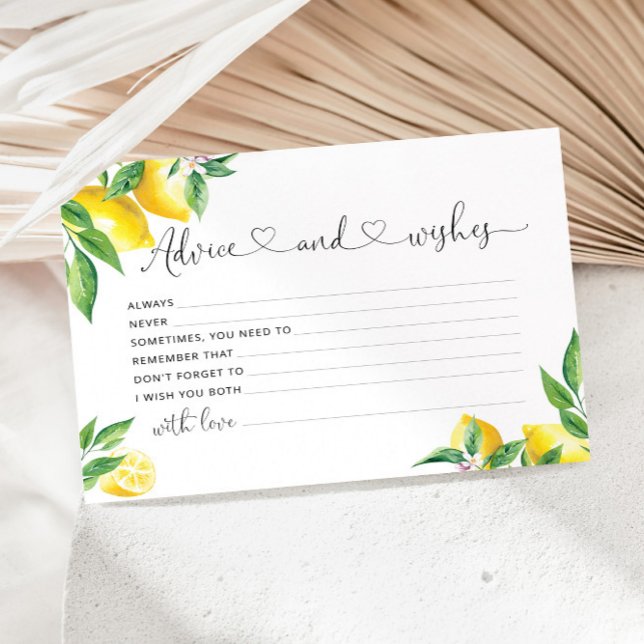 Lemon advice and wishes bridal shower card (Creator Uploaded)