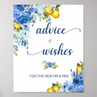 Lemon Advice & Wishes Bridal Shower Table Sign