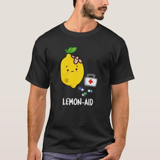Lemon-aid Funny First Aid Lemon Pun Dark BG T-Shirt (Front)