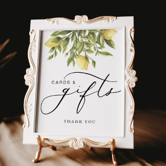 Lemon Amalfi Calligraphy Cards & Gift Wedding Sign