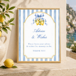 Lemon Amalfi Coast Baby Shower Advice Wishes Sign