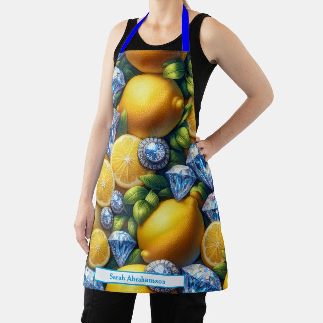 Lemon Amalfi Coast Diamonds Apron (Insitu)