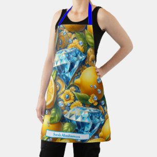 Lemon Amalfi Mediterranean Tiles Diamonds Apron