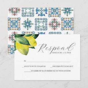 Lemon Amalfi Tile Wedding RSVP Card