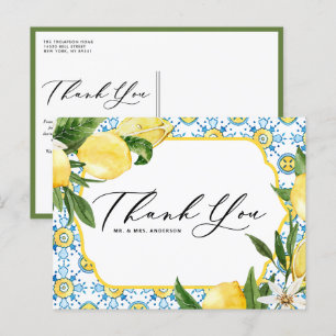 Lemon and Blossoms Mediterranean Wedding Thank You Postcard