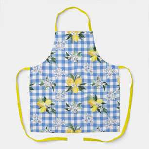 Lemon and Blue Gingham Apron for Summer