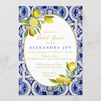 Lemon and Blue Spanish Tile Invitation