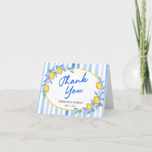 Lemon and Blue Striped Thank You Card