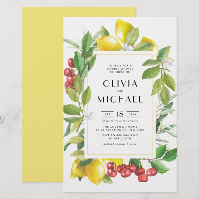 Lemon and Cranberry Botanical Couples Shower (Front/Back)