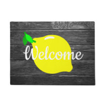 Lemon and Faux Wood "Welcome" Door Mat