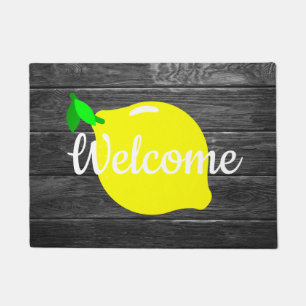 Lemon and Faux Wood "Welcome" Door Mat