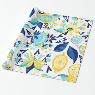 Lemon And Flowers Wrapping Paper