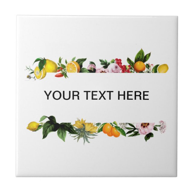 Lemon and fruit frame custom text  tile (Front)