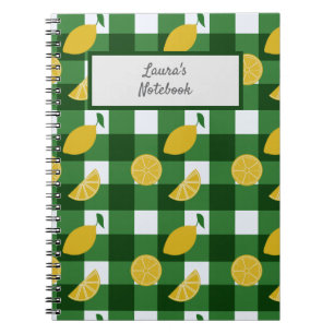 Lemon and green gingham  notebook